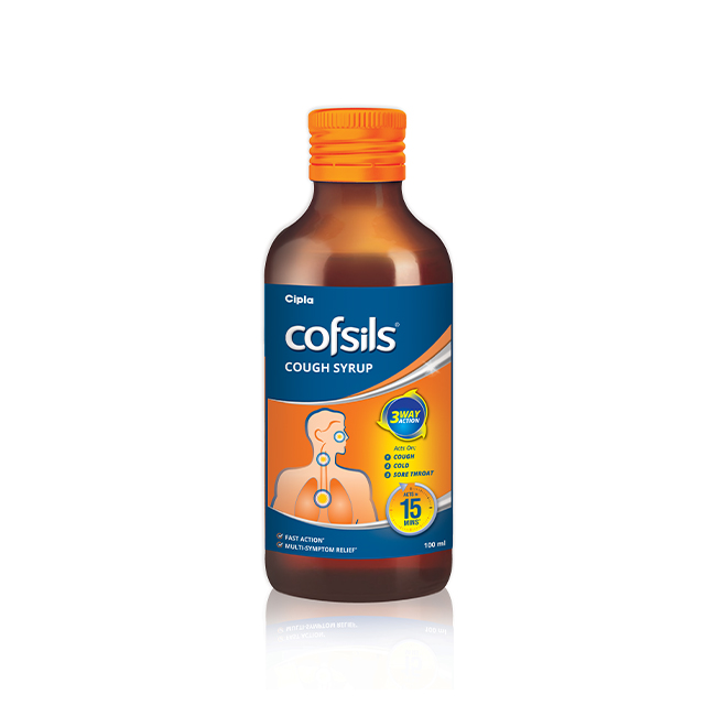 Cofsils Medicated Cough Syrup - Relief From Cold, Cough & Sore Throat Symptoms